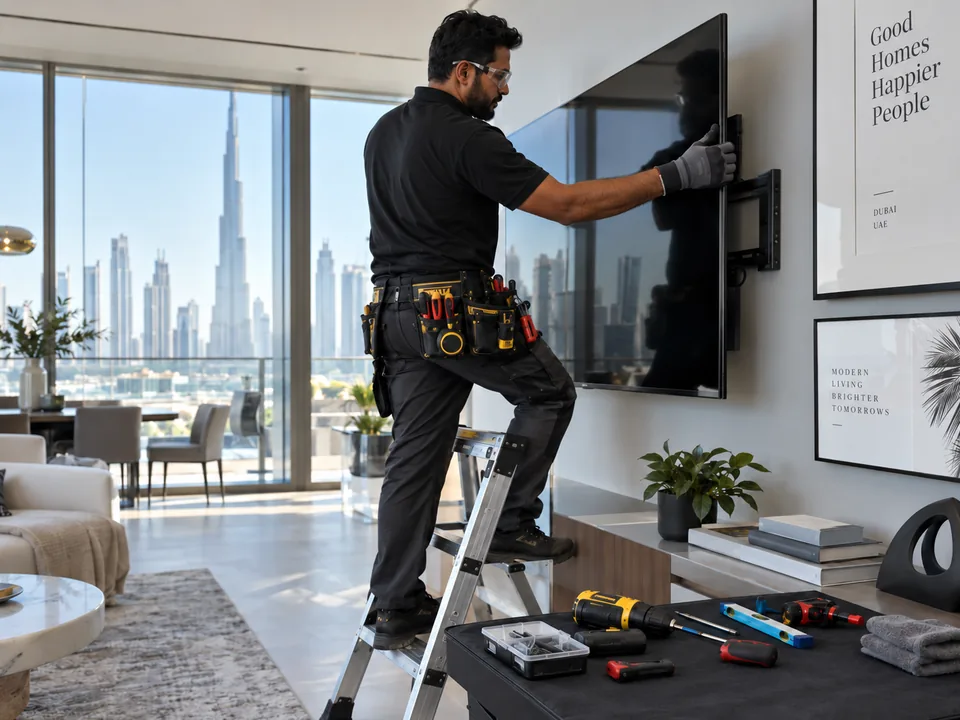 Wall Mounting & Home Installations service in a Dubai home